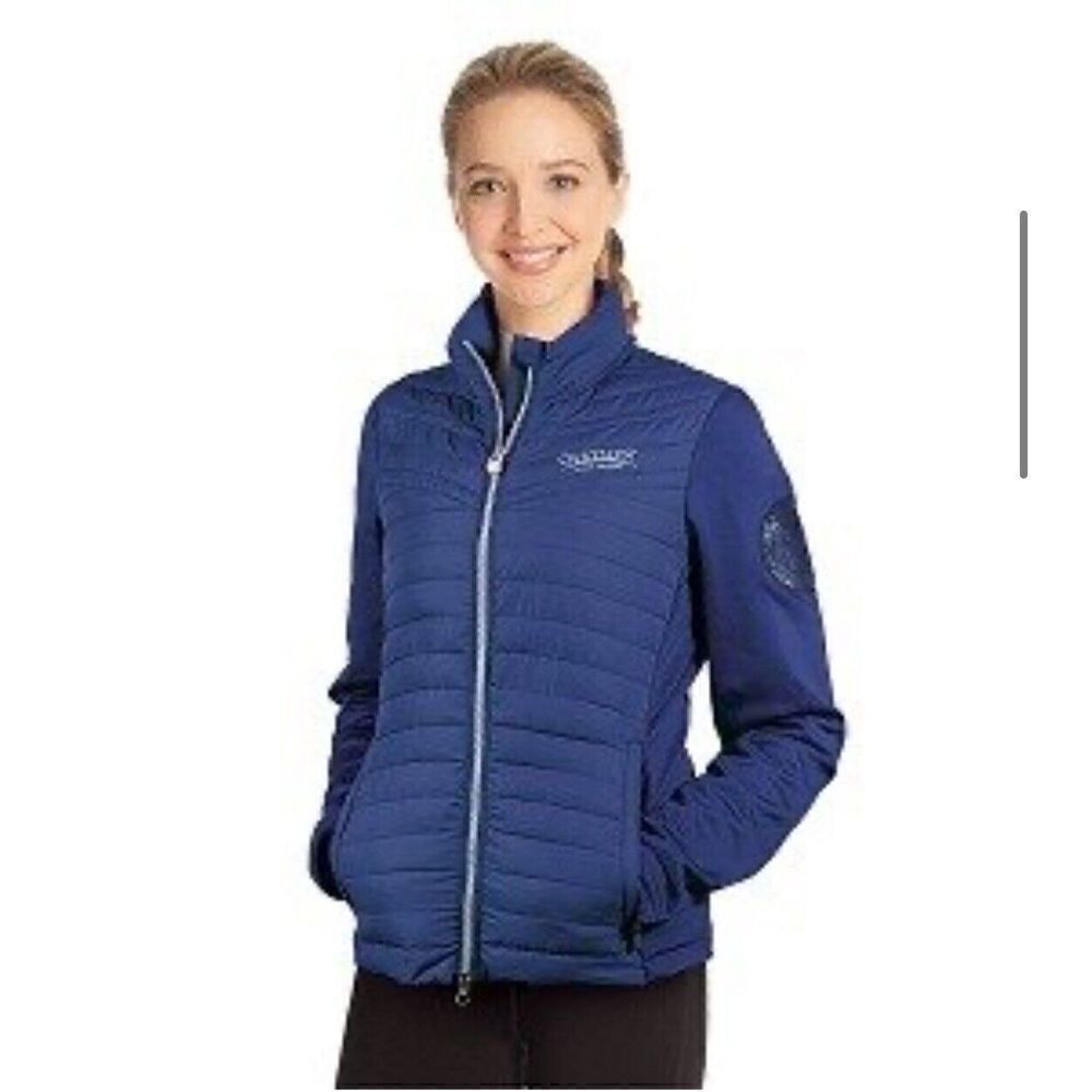 Equestrian Ovation Darlene Light Puffer Jacket Size L Ice Blue Rhinestone NWT